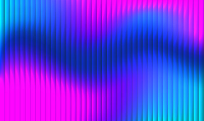 Reeded fractal neon glass texture abstract background with vibrant pastel gradients and bright smooth fluted vertical lines. Blue purple ribbed glass. Mesh gradient.