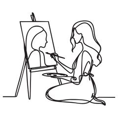 Artist Painting Portrait Silhouette Illustration for Creative Projects