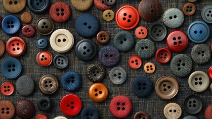Fototapeta premium Assorted buttons on fabric