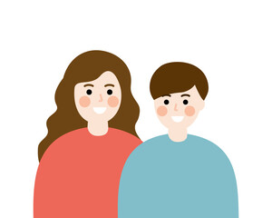 Happy mother and son portrait. Family, relationship, love, support concepts. Flat people character vector design isolated illustration. 
