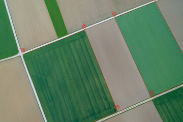 Land plot management - real estate concept with a vacant land on a green field available for...