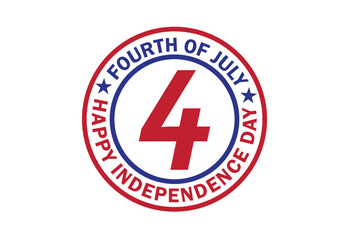 4th of july round logo or sticker .happy independence day of america. fourth of july usa for t shart, banner, social media ,website, postcard, discount banner png and vector illustration