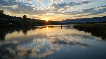 Serene Sunset Reflection (2)