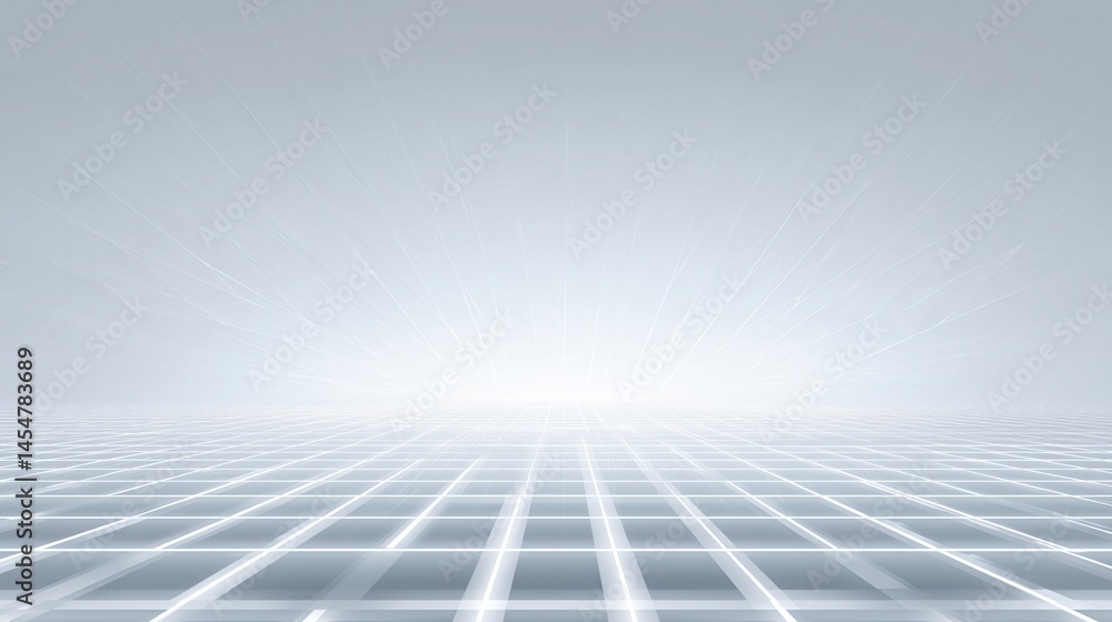 Poster grid perspective: an abstract, futuristic digital rendering of a precise, geometric grid landscape, 