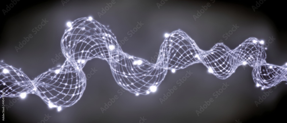Poster abstract 3d sound waves dynamic light grid digital art