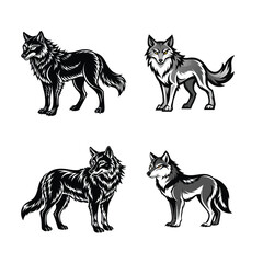 Terrestrial animals. Cartoon illustration featuring a lion, tiger, cheetah, leopard, wolf, bear, fox, puma, and black leopard. 
