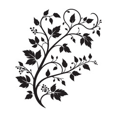 Elegant Floral Vine Silhouette Vector Illustration For Decorative Elements