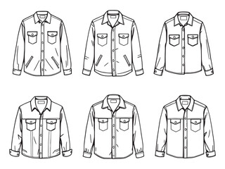 Minimalist Line Art Illustration of a Denim Shirt