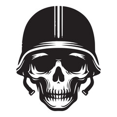 Military Skull with Helmet Vector Graphic for Print Merchandise Designs