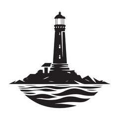 Silhouette Lighthouse Illustration Guiding Light and Safe Harbor Design Vector