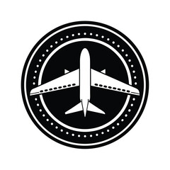 airplane circle badge style vector art silhouette