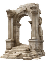 Fototapeta premium Ancient Stone Archway with Stairs Leading Upward