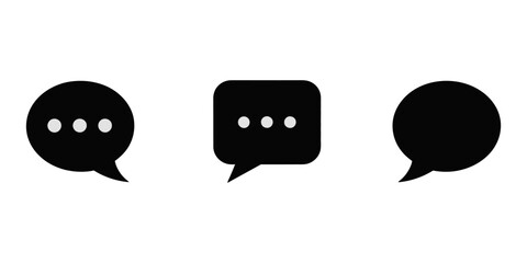 Black speech bubbles different shapes. Set of speech bubble isolated on white background. Silhouette of speech bubbles illustration, chat bubble icon, chat bubble silhouette vector illustration-simple