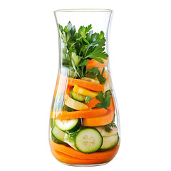 Pitcher Filled with Vegetables and Cucumbers Isolated on Transparent Background