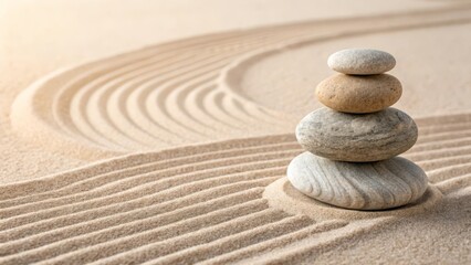 Advertising Concept Zen Stones in Sand Garden  
