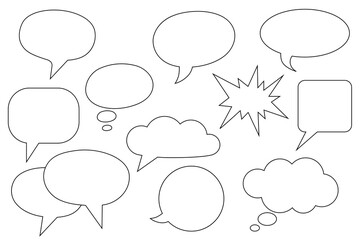 Fototapeta premium Png set of comic speech bubbles on transparent background.
