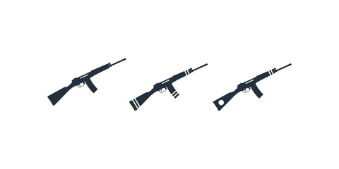 Minimal Rifle Icon Set Editable Vector Silhouettes of Military Guns