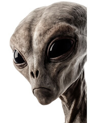 Naklejka premium Alien with Large Black Eyes and Elongated Head