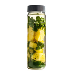 Pineapple Cilantro Lemon in Silicone Bottle Isolated on Transparent Background