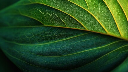 Obraz premium Vibrant Close-Up of Green Leaf Surface Showing Intricate Detail
