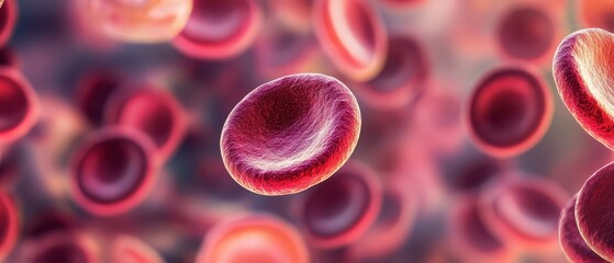 Blood cells moving through a human bloodstream