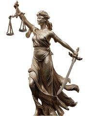 Elegant Lady Justice Statue Holding Scales and Sword