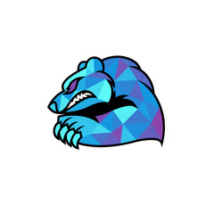 Abstract Artistic Logo with Polygonal Bear Head Illustration