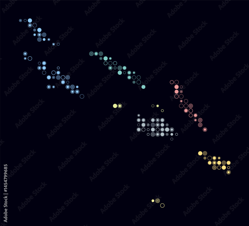 Aufkleber solomon islands, shape of the country built of colored cells. digital style map of the solomon islan