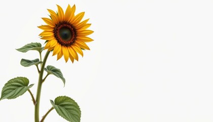 Vibrant sunflower bloom minimalist studio botanical photography bright background close-up nature beauty