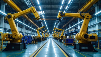 Industrial Robotic Arms in Modern Manufacturing Facility Interior