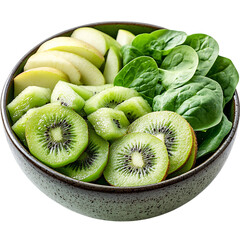 Luminous Green Bowl IV Refreshing Mix of Spinach and Kiwi Isolated on Transparent Background