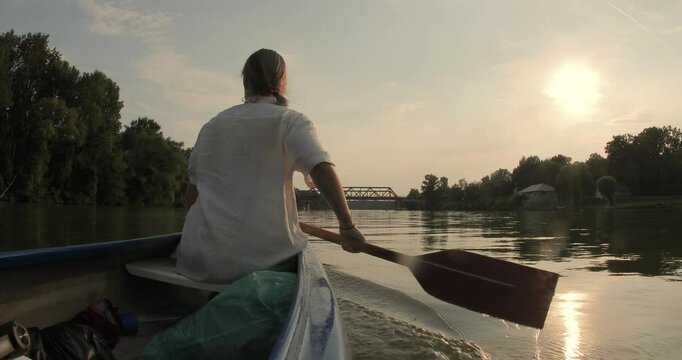 Canoeing on a lake