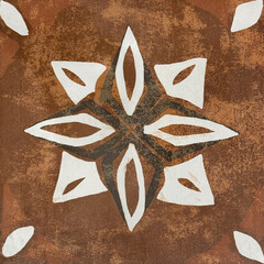 Colonial heritage patterned tiles in random floral, star, ornamental, engraving, and other abstract...