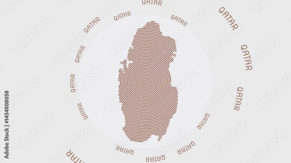 Poster qatar shape with dynamic circles visual effect. animation of qatar logo appearing from rotating ring