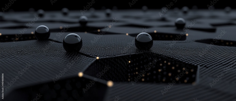 Aufkleber abstract black sphere network 8k texture connection technology data