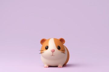 Cute Cartoon Hamster with Orange and White Fur on Soft Background