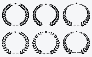 Obraz premium Laurel Wreath Design Set Featuring Elegant and Timeless Symbols of Victory, Honor, and Prestige for Awards and Branding