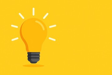 Bright Light Bulb Illustration on Vibrant Yellow Background