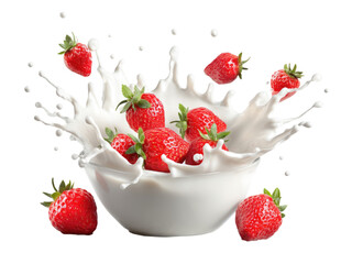 Strawberries Splashing into Milk