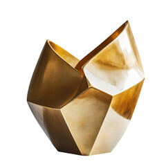 Contemporary Gold Sculpture of a Vase Isolated on Transparent Background