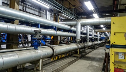 Industrial Pipes and Valves in a Modern Manufacturing Facility