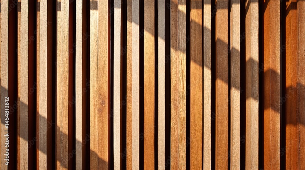 Poster vertical wooden slats in warm brown creating a dynamic pattern
