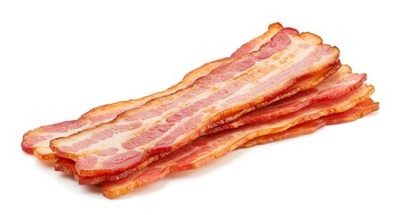 Obraz premium Pristine Bacon Slices on White Background