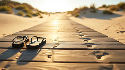 Flip-Flops on Beach Boardwalk
