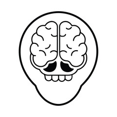 anatomical brain inside open skull icon vector art silhouette