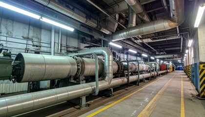 Industrial Pipes and Equipment in a Modern Factory Environment