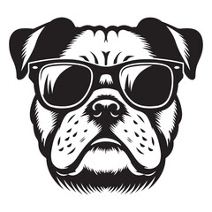 Cool Bulldog Wearing Sunglasses Vector Illustration Perfect for Dog Lovers
