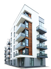 Modern Apartment Building with Glass Balconies