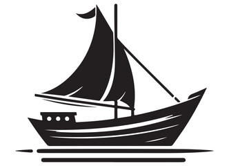 Classic Sailboat Silhouette Vector Illustration Maritime Nautical Adventure