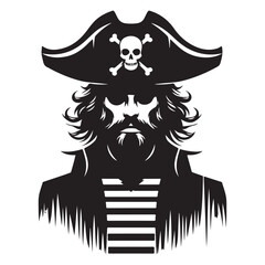 Obraz premium Pirate Captain Silhouette Vector Illustration for Treasure Hunt Adventures